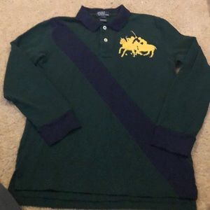 Boys size 14-16 green, navy Polo shirt